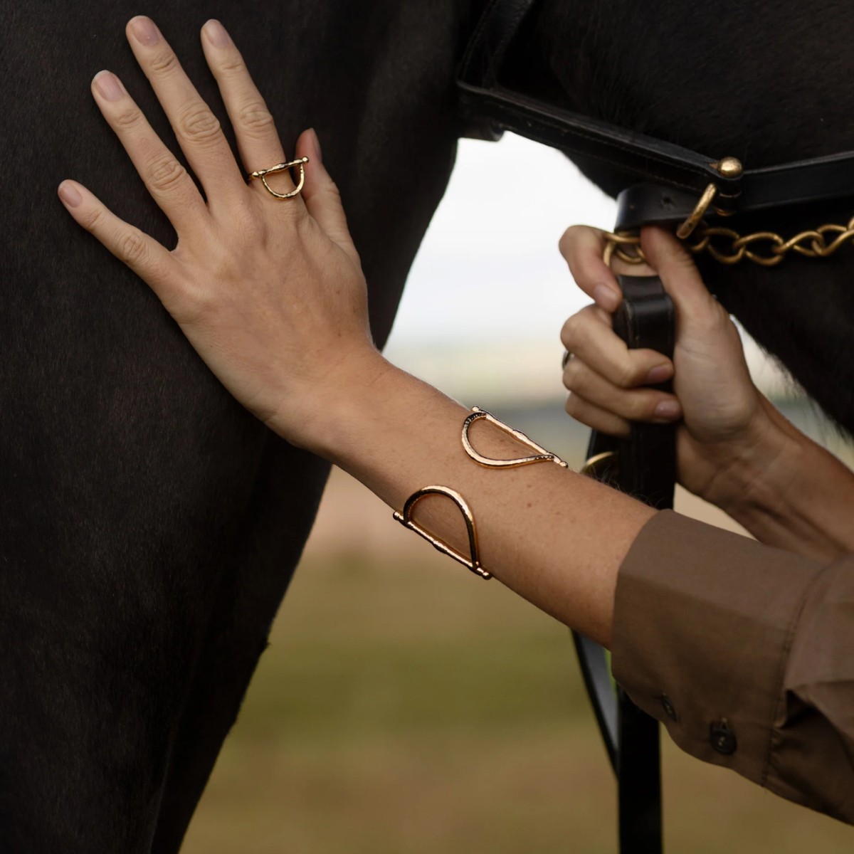 Anabel Aram Cheval Bit Cuff, Gold Dipped