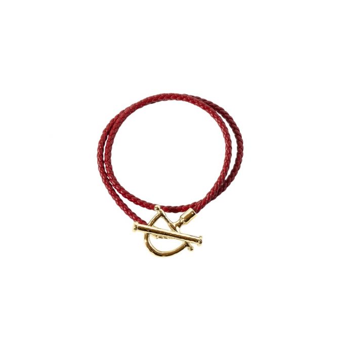 Anabel Aram Cheval Leather Wrap Bracelet, Rouge and Gold Dipped