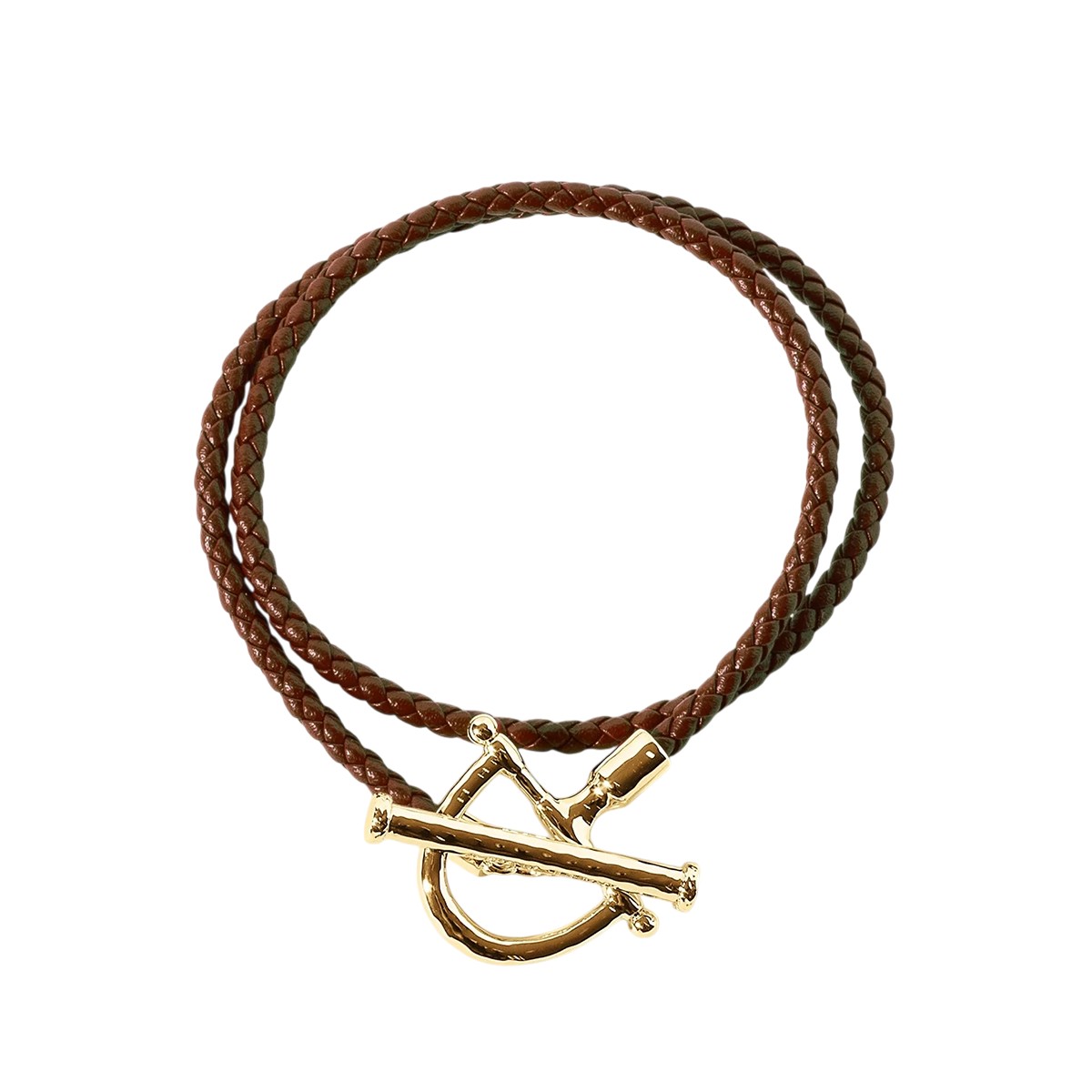 Anabel Aram Cheval Leather Wrap Bracelet, Saddle and Gold