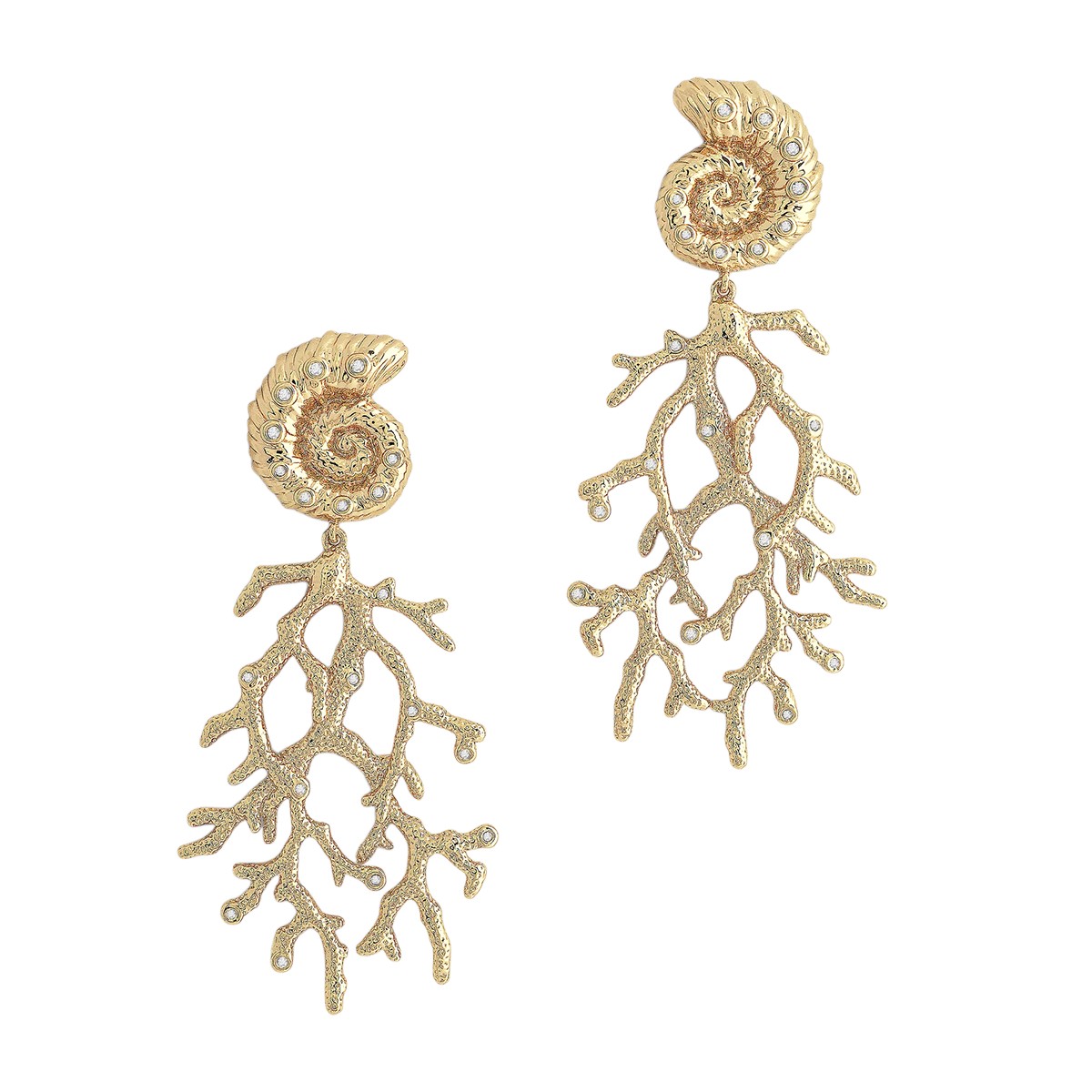 Anabel Aram Shell with Coral Drop Earrings