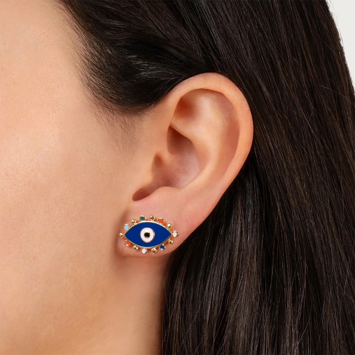 Anabel Aram Milos Evil Eye Stud Earrings