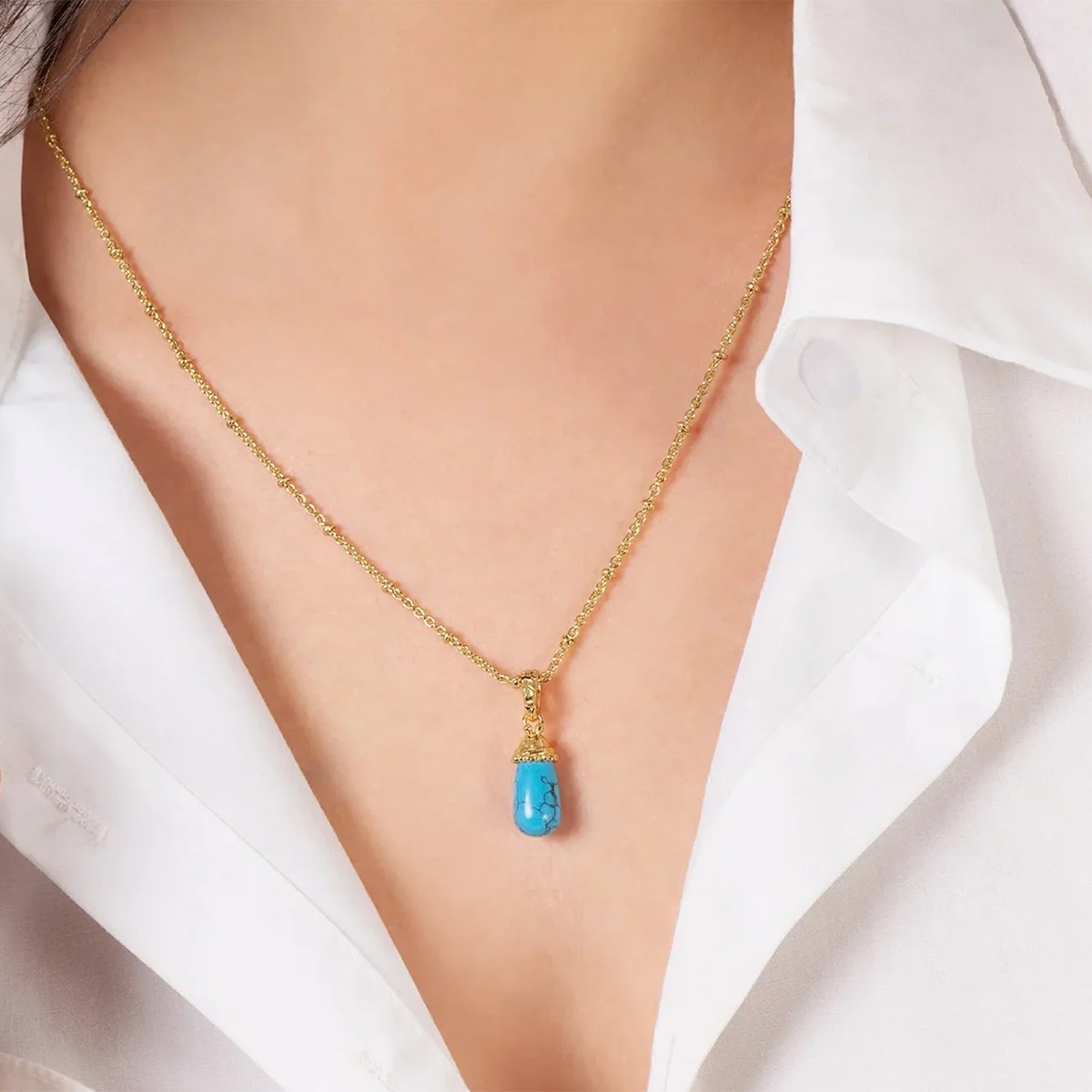 Anabel Aram Milos Stone Drop Charm, Turquoise