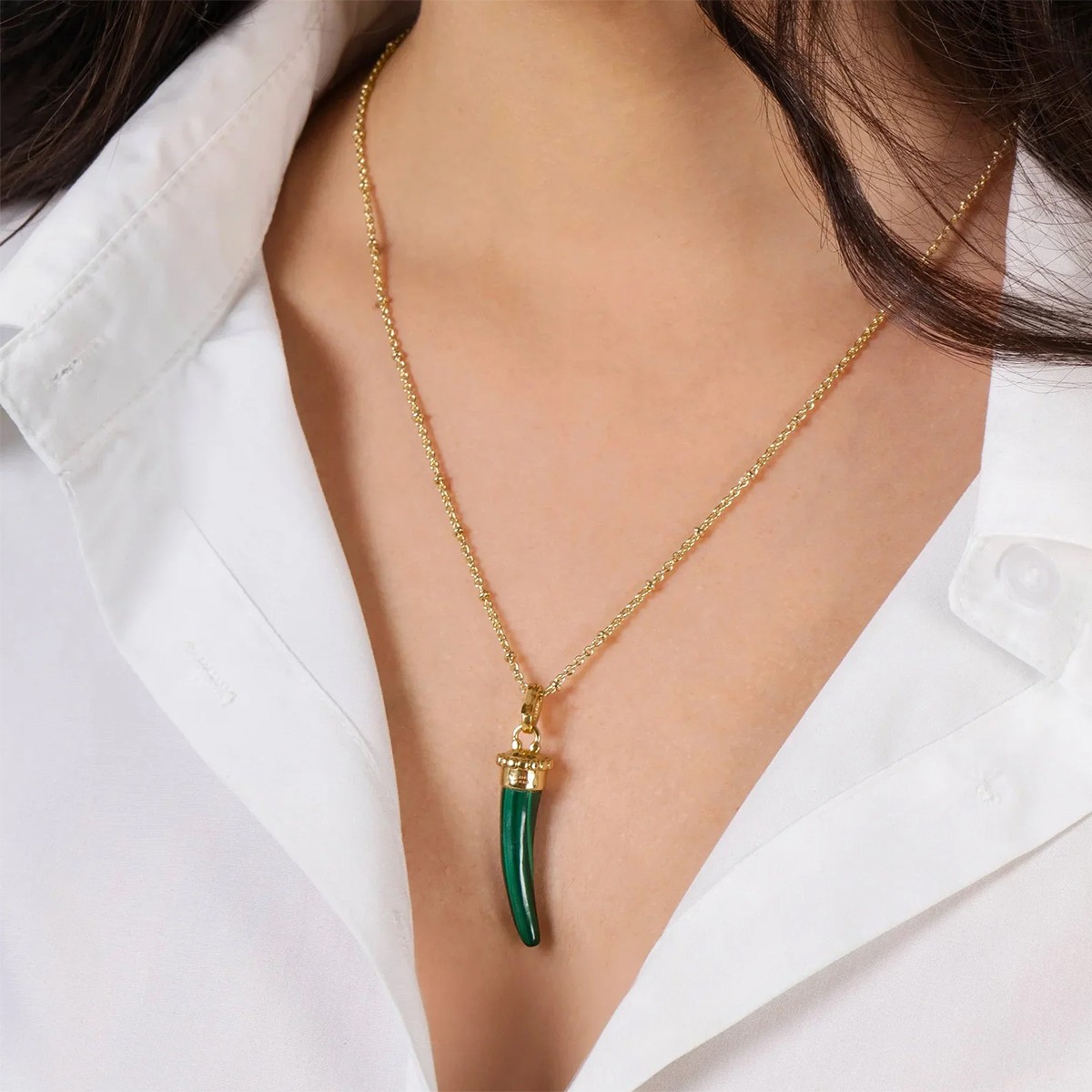 Anabel Aram Milos Stone Horn Charm, Malachite