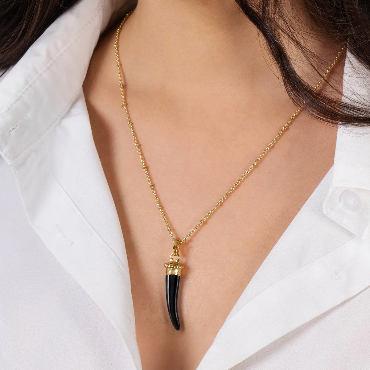 Anabel Aram Forza Stone Horn Charm, Black Onyx