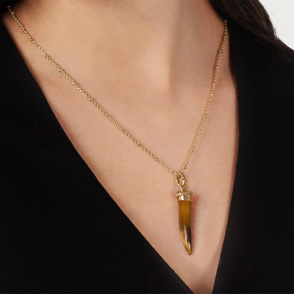 Anabel Aram Forza Stone Horn Charm, Tiger's Eye