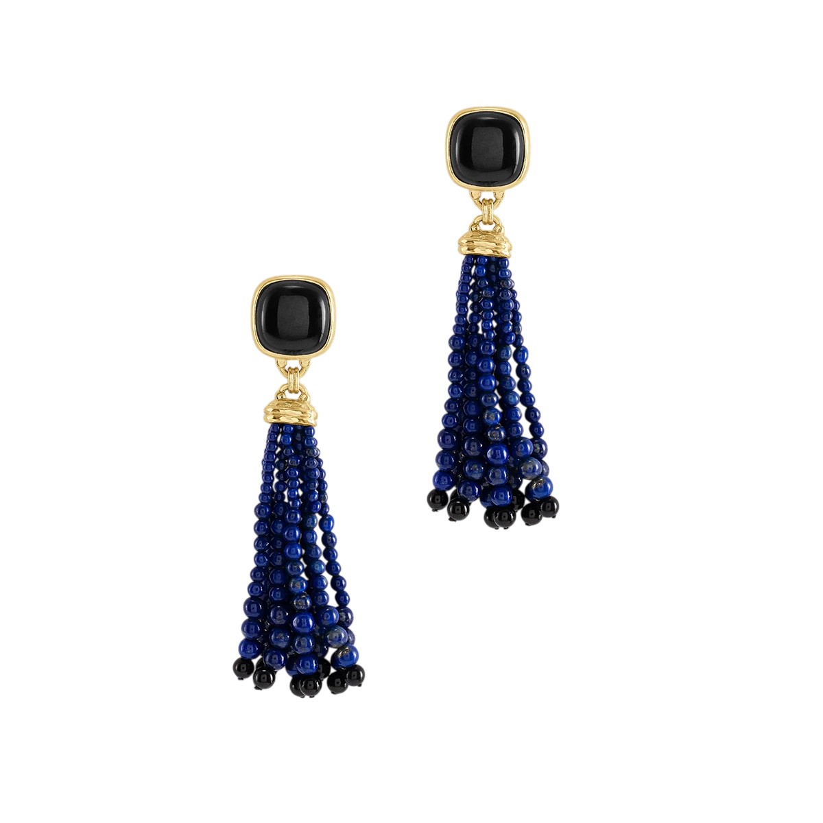 Anabel Aram Forza Tassel Earrings, Lapis and Black Onyx