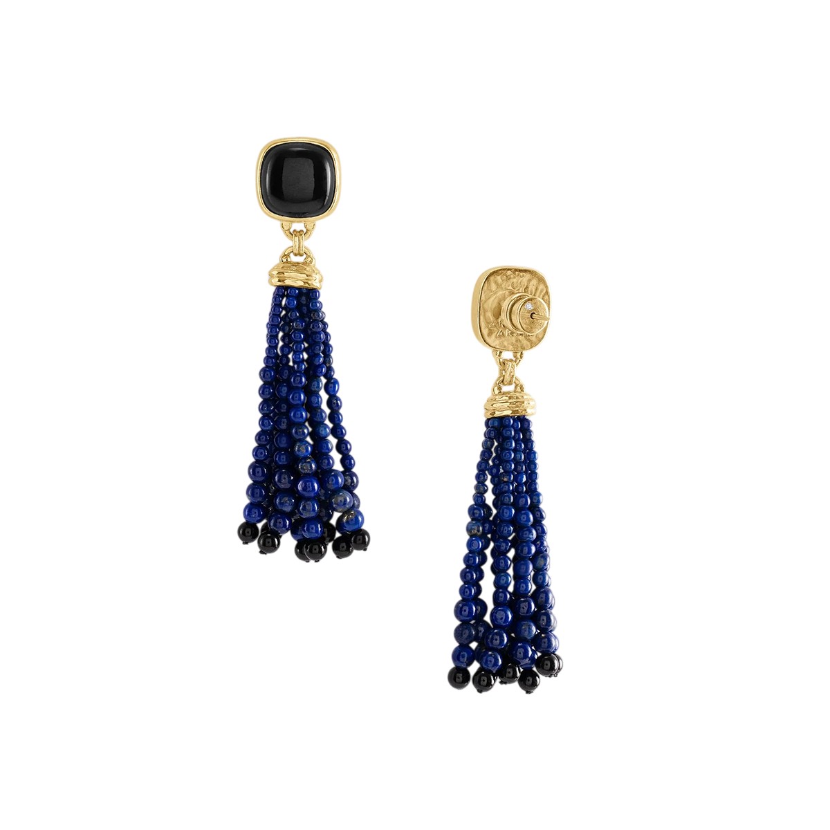 Anabel Aram Forza Tassel Earrings, Lapis and Black Onyx