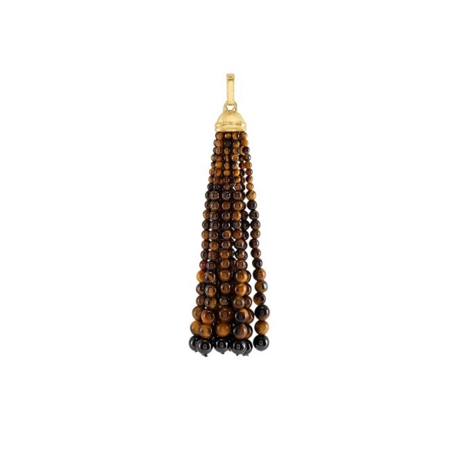 Anabel Aram Forza Tassel Pendant, Tigers Eye and Black Onyx
