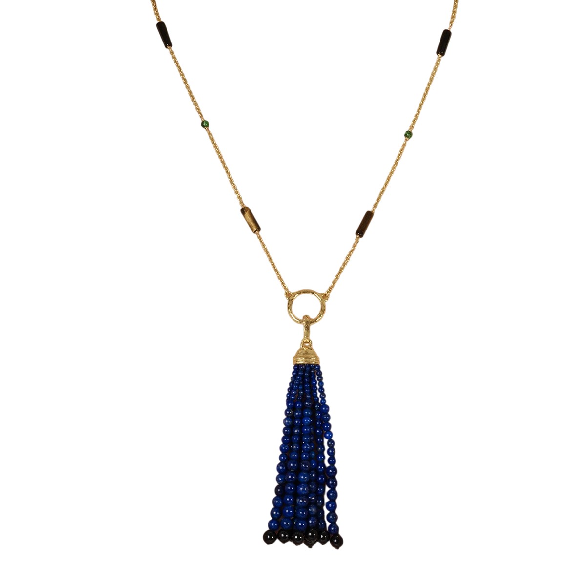 Anabel Aram Forza Tassel Pendant, Lapis and Black Onyx