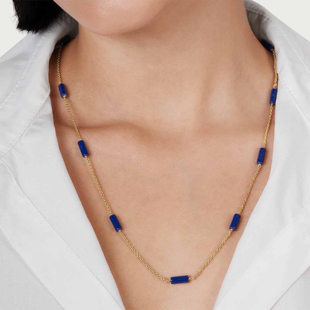 Anabel Aram Forza Long Chain Necklace, Lapis