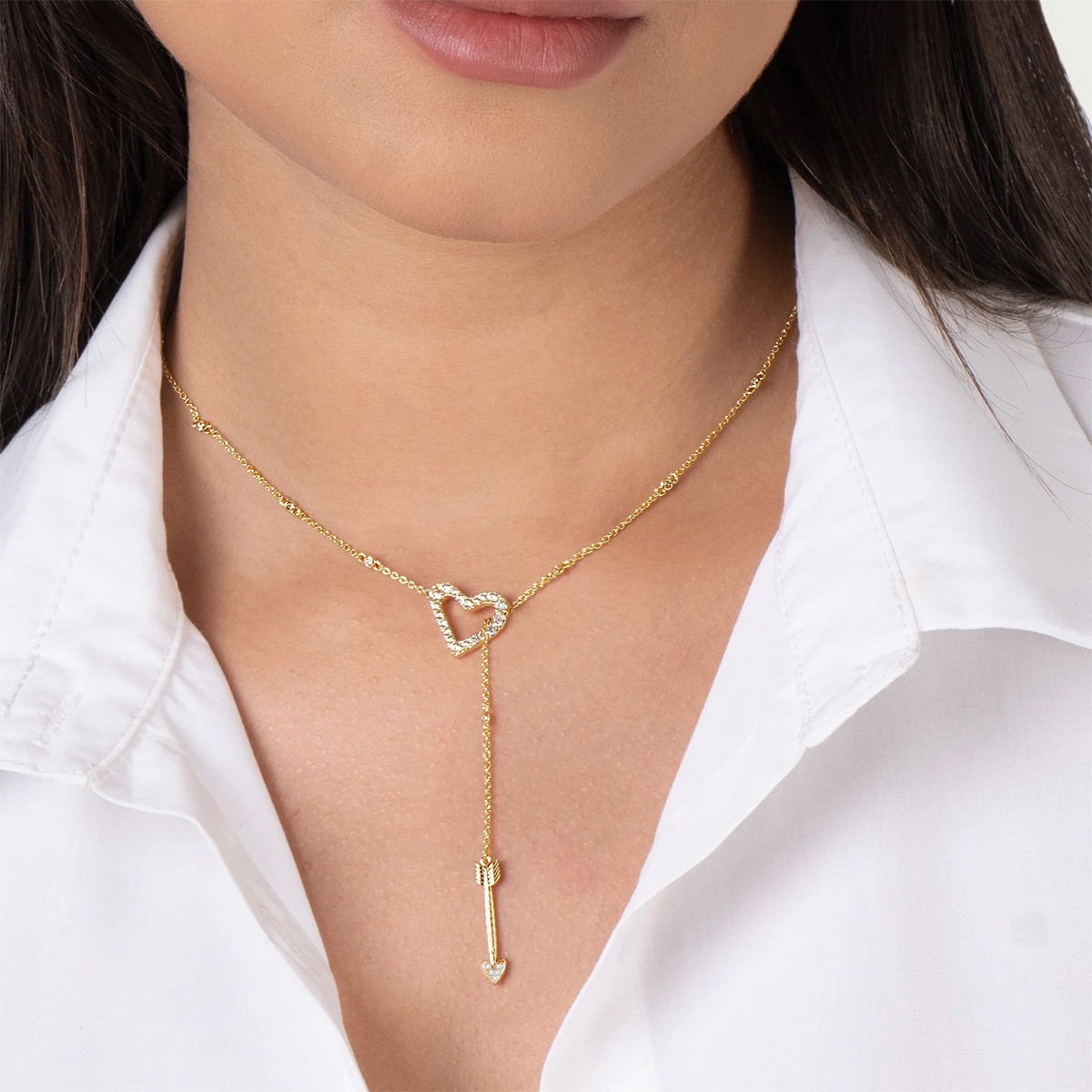 Anabel Aram Heart Lariat Necklace