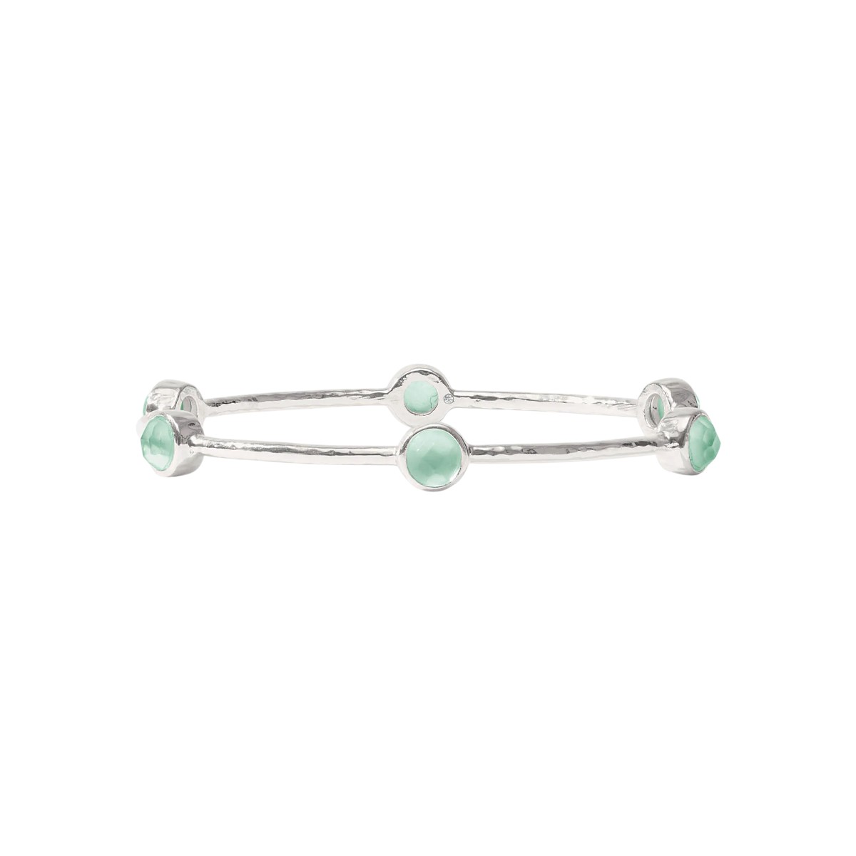 Julie Vos Milano Luxe Bangle Bracelet, Iridescent Aquamarine Blue and Silver in Medium