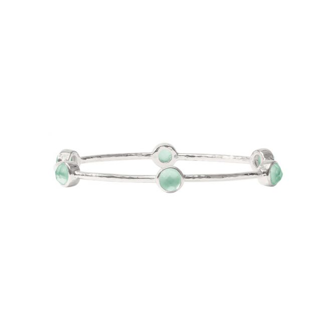 Julie Vos Milano Luxe Bangle Bracelet, Iridescent Aquamarine Blue and Silver in Medium