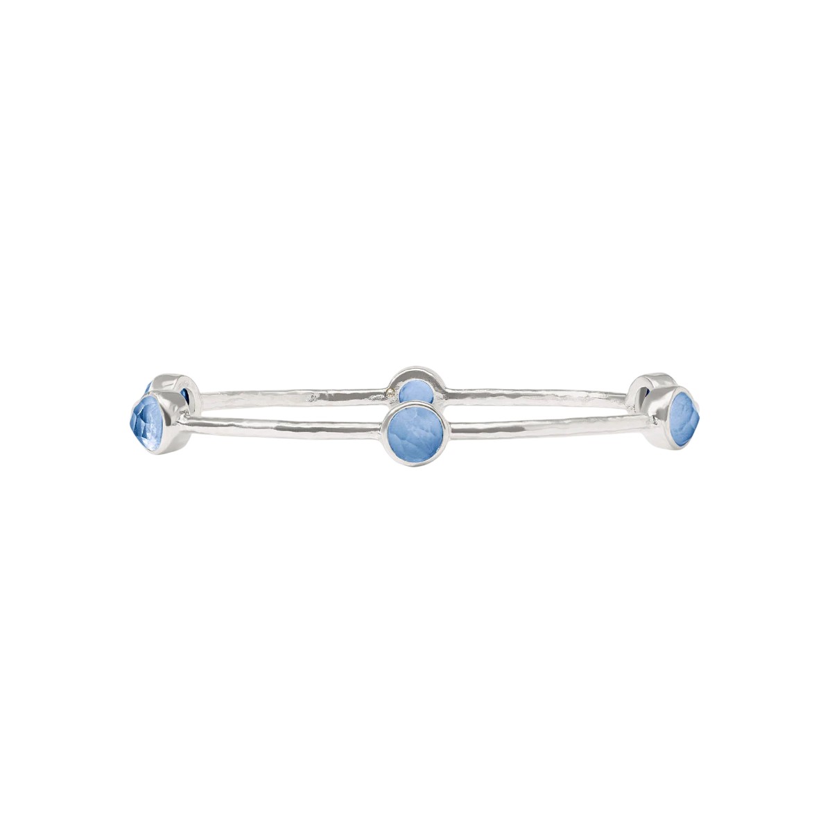 Julie Vos Milano Luxe Bangle Bracelet, Iridescent Chalcedony Blue and Silver in Medium
