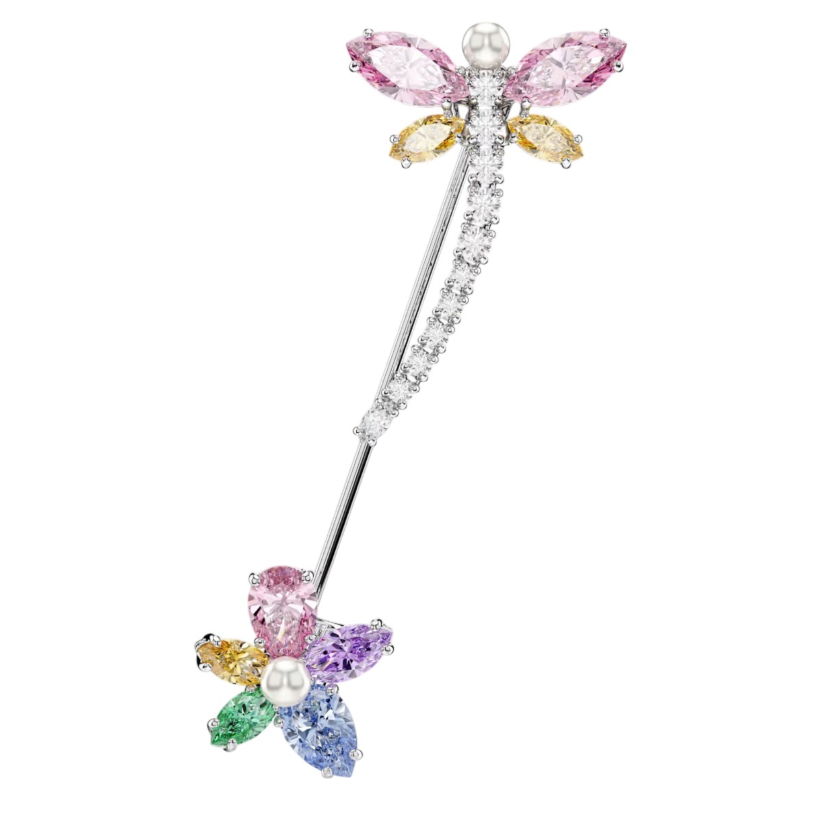 Swarovski Ariana Grande Mixed Cuts Dragonfly Brooch, Multicolor and Rhodium Plated