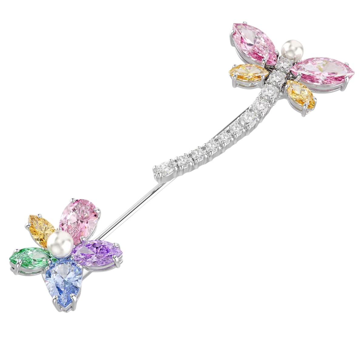 Swarovski Ariana Grande Mixed Cuts Dragonfly Brooch, Multicolor and Rhodium Plated