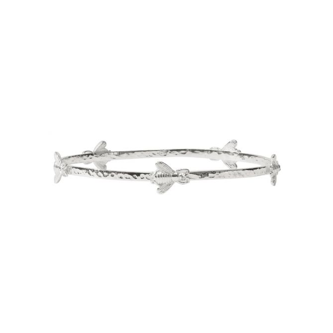 Julie Vos Bee Bangle Bracelet, Silver in Medium