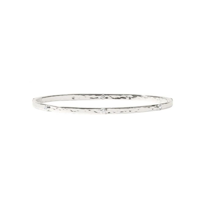 Julie Vos Crescent Stone Bangle, Cubic Zirconia and Silver in Medium