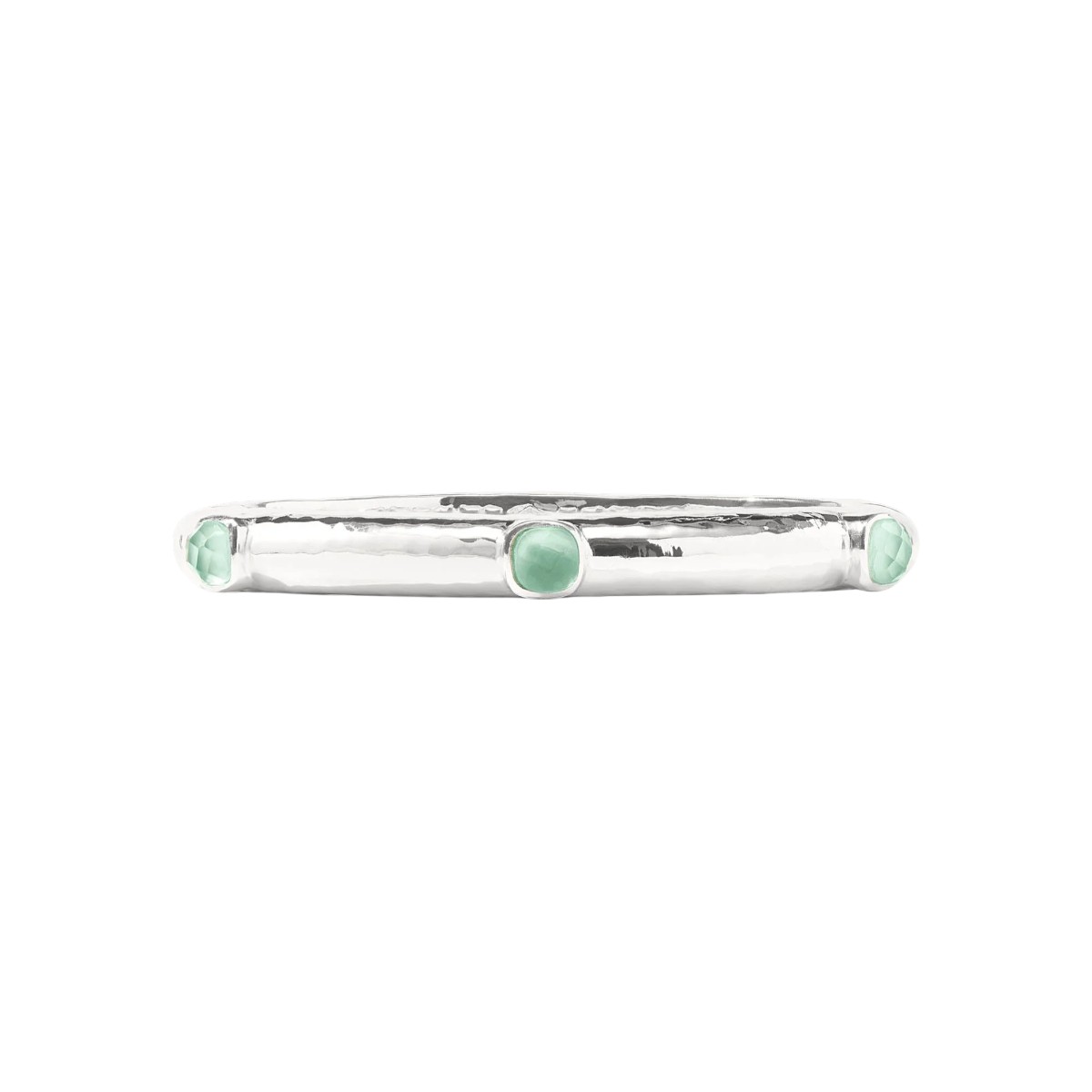 Julie Vos Catalina Stone Silver Hinge Bangle Bracelet, Iridescent Aquamarine Blue