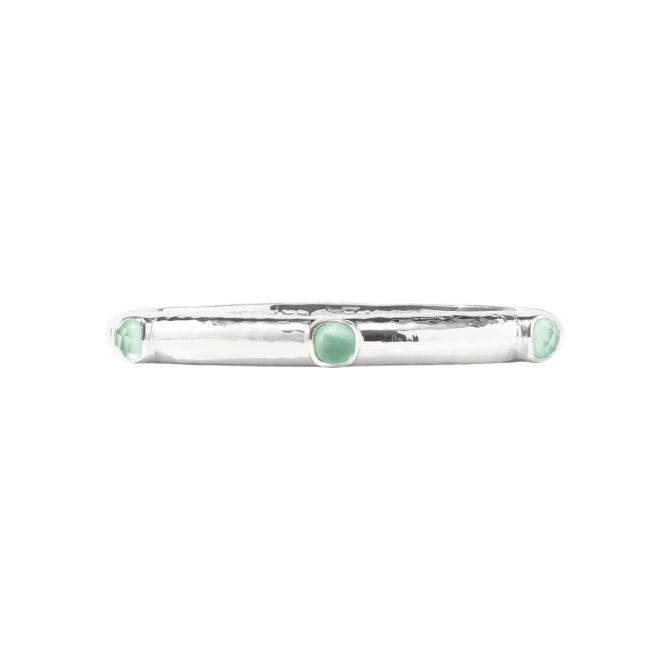 Julie Vos Catalina Stone Silver Hinge Bangle Bracelet, Iridescent Aquamarine Blue