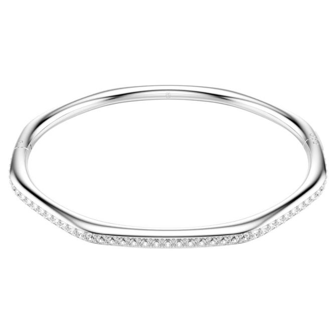 Swarovski Round Cut Octagon Shape Dextera Bangle Bracelet, White Rhodium Plated