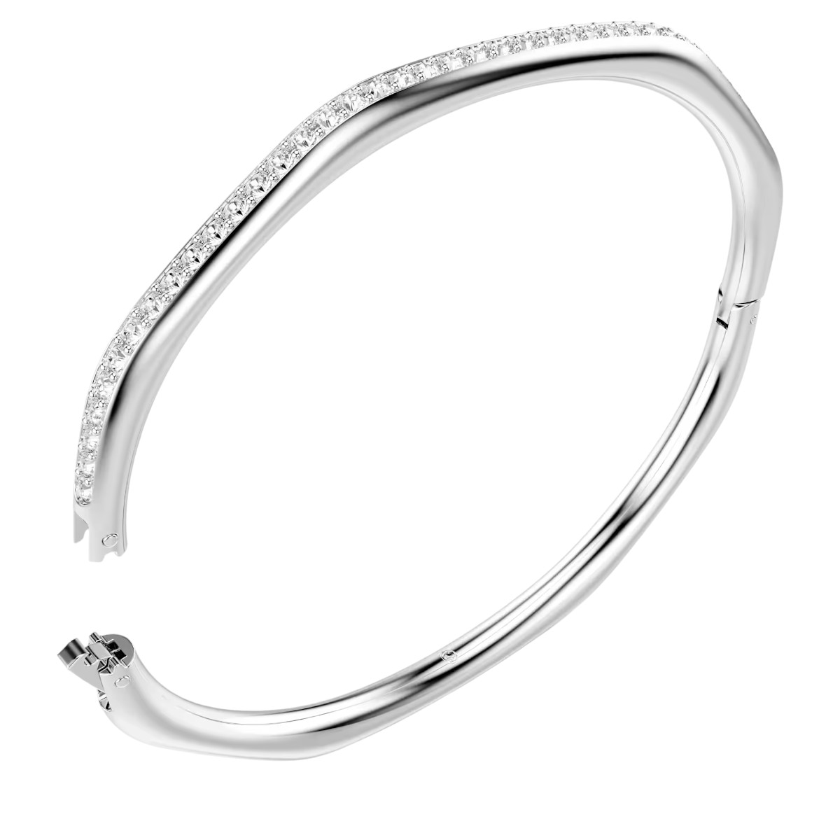 Swarovski Round Cut Octagon Shape Dextera Bangle Bracelet, White Rhodium Plated