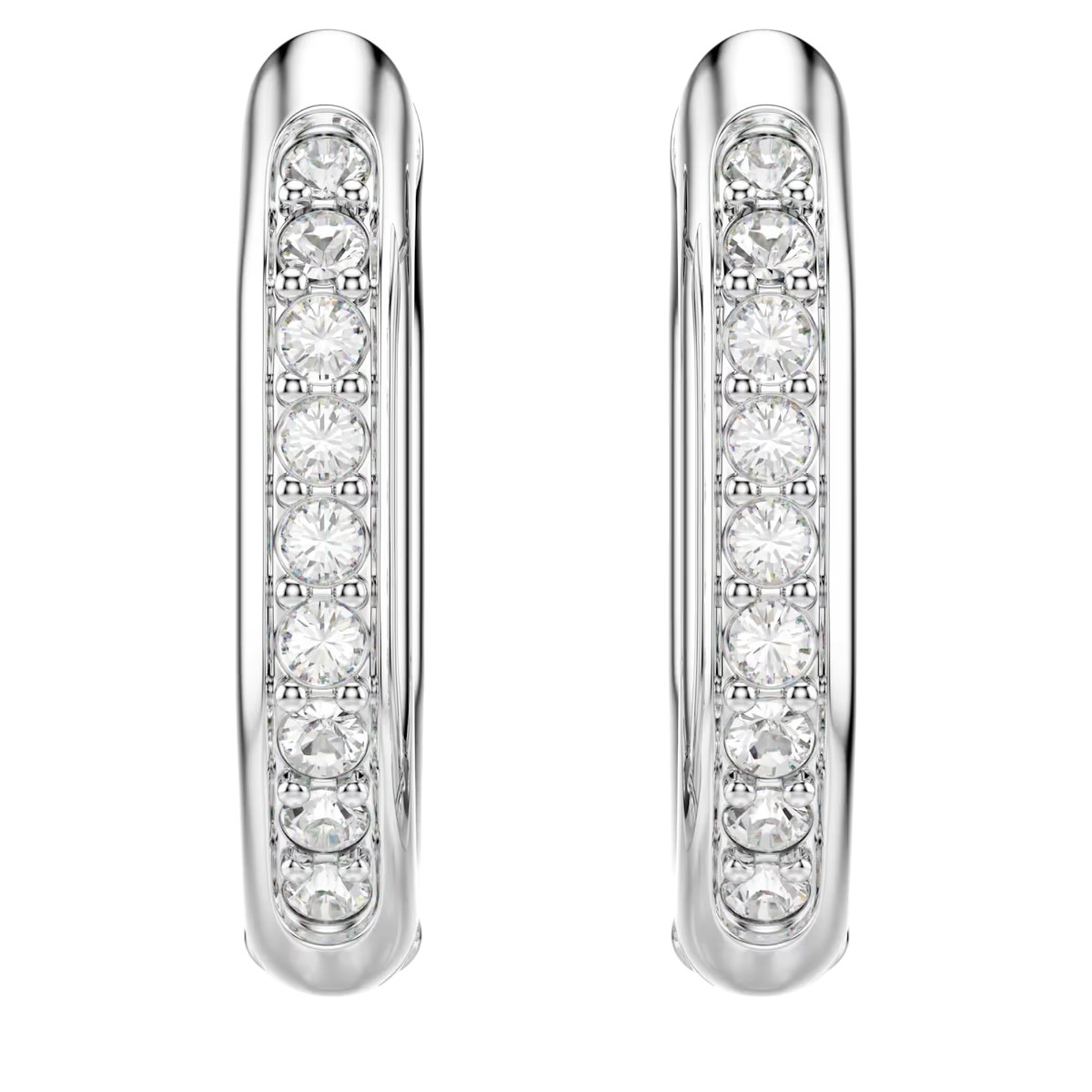 Swarovski Round Cut Octagon Shape Dextera Small Hoop Earrings, White and Rhodium Plated