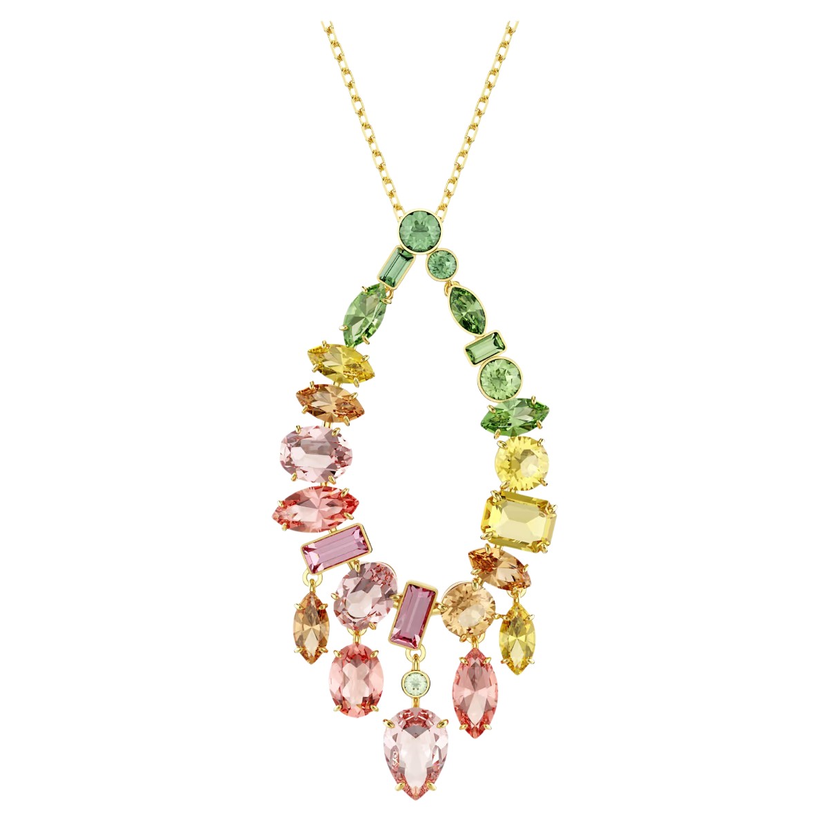 Swarovski Mixed Cuts Gema Pendant Necklace, Multicolor and 18k Yellow Gold