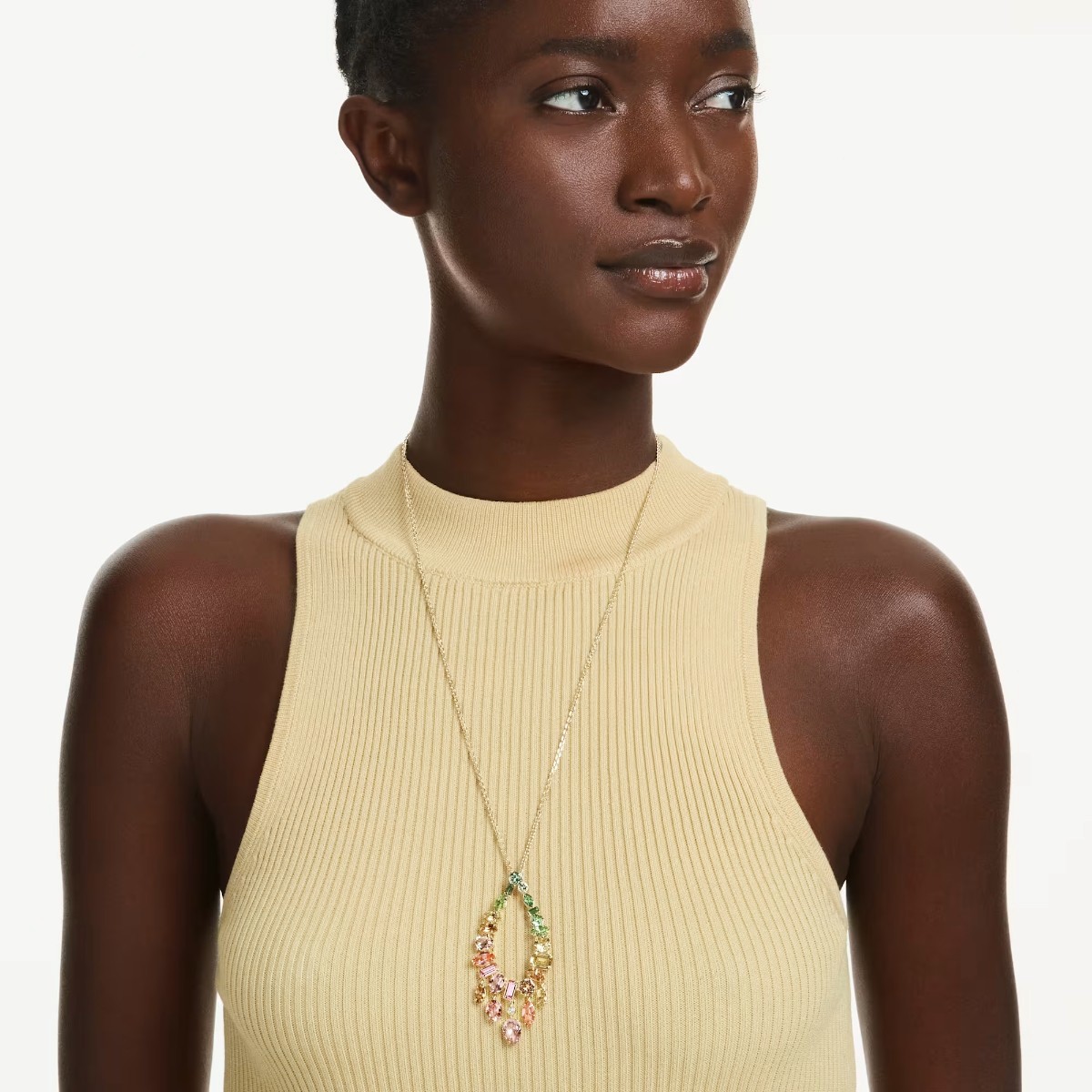 Swarovski Mixed Cuts Gema Pendant Necklace, Multicolor and 18k Yellow Gold