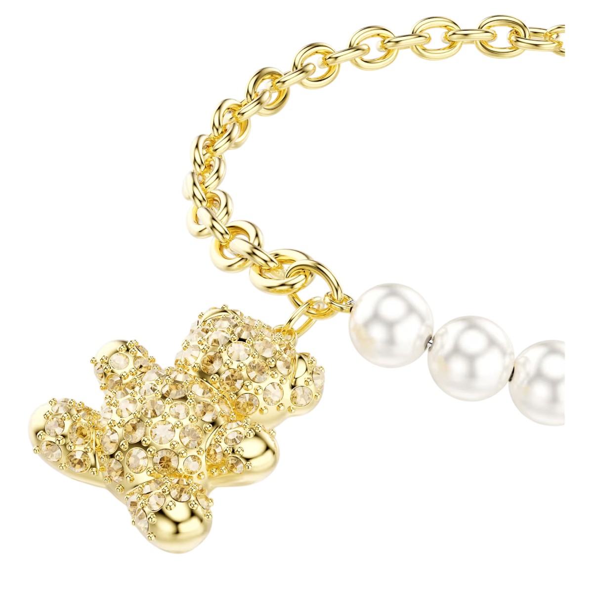 Swarovski Crystal Pearl Round Cut Teddy Idyllia Bracelet, Gold Tone Plated