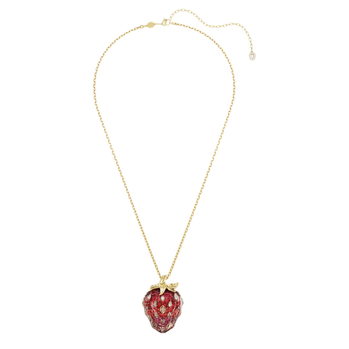Swarovski Mixed Cuts Idyllia Strawberry Pendant Necklace, Red and Gold Tone Plated