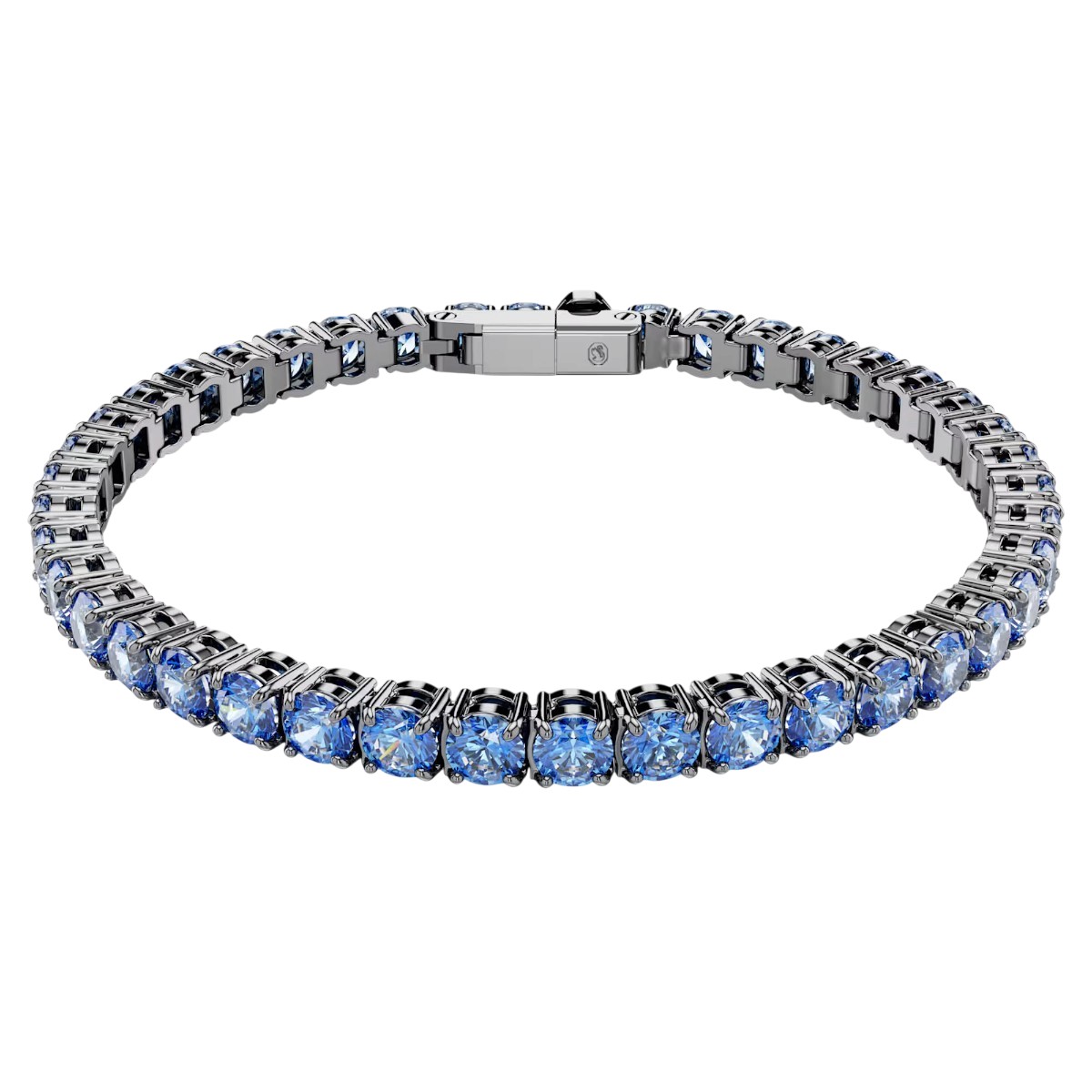 Swarovski Round Cut Matrix Tennis Bracelet, Blue in Large