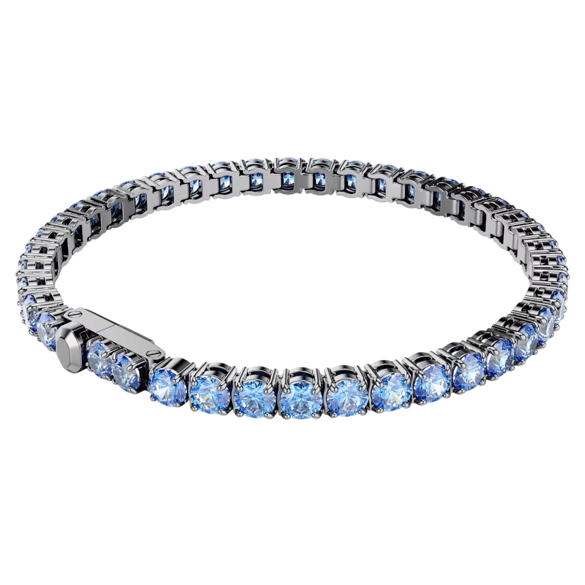 Swarovski Round Cut Matrix Tennis Bracelet, Blue in Large