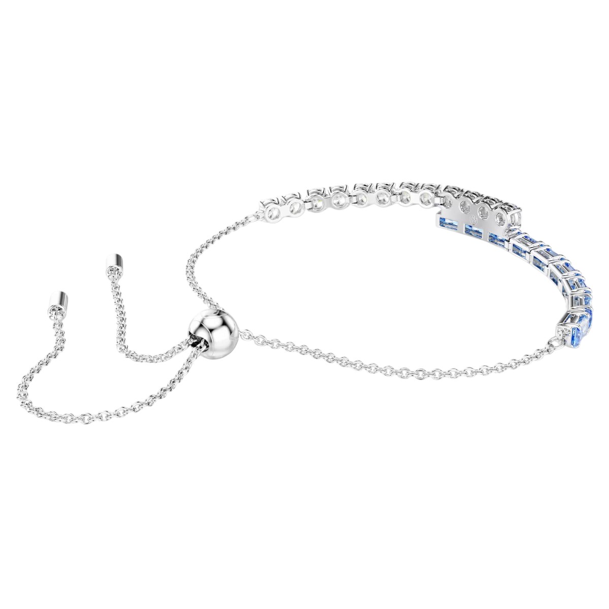 Swarovski Mixed Cuts Matrix Bracelet, Blue and Rhodium Plated