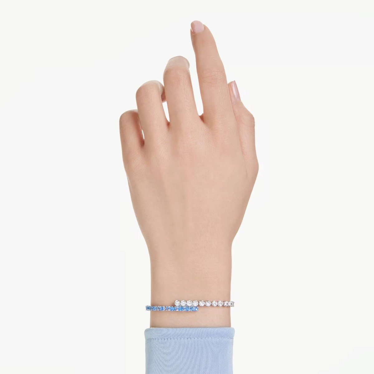 Swarovski Mixed Cuts Matrix Bracelet, Blue and Rhodium Plated