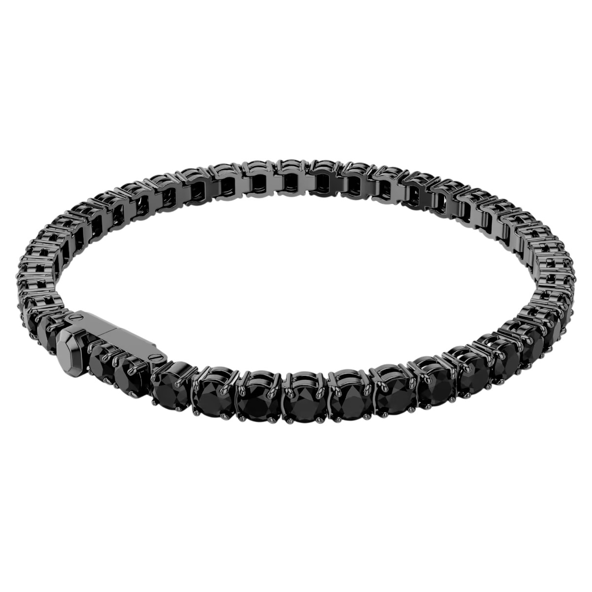 Swarovski Round Cut Matrix Tennis Bracelet, Black and Ruthenium Plated