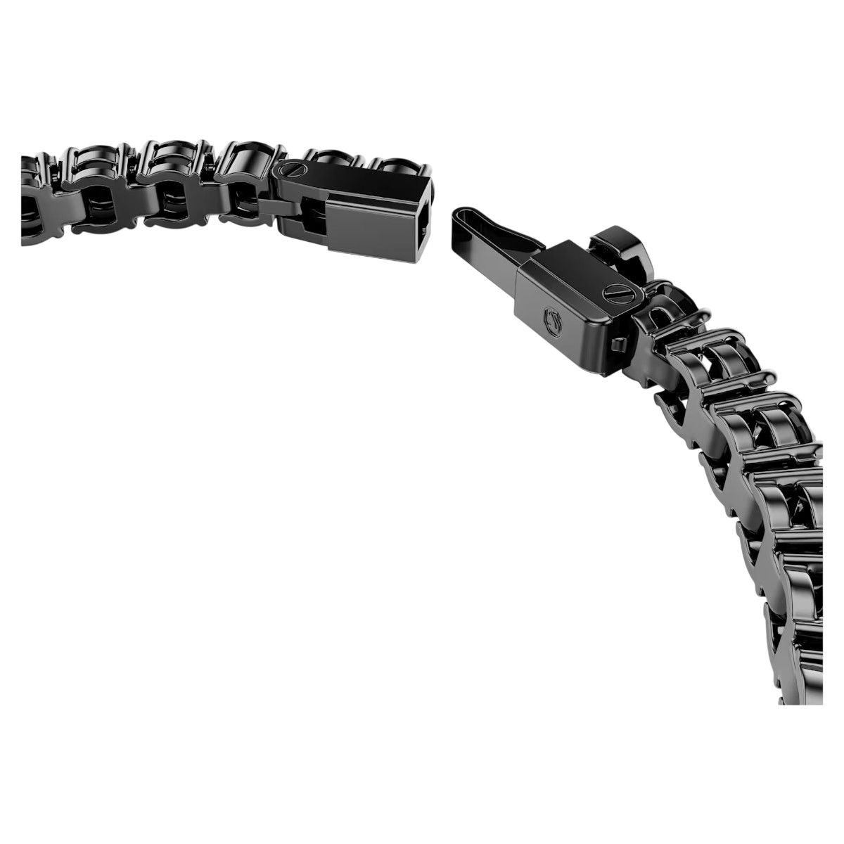 Swarovski Round Cut Matrix Tennis Bracelet, Black and Ruthenium Plated