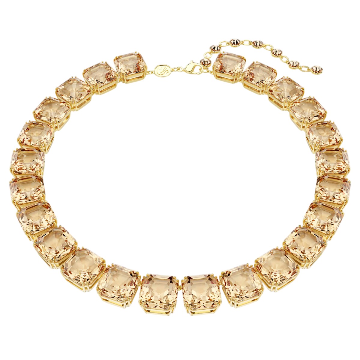 Swarovski Octagon Cut Millenia Necklace, Carmel and 18k Yellow Gold Finish