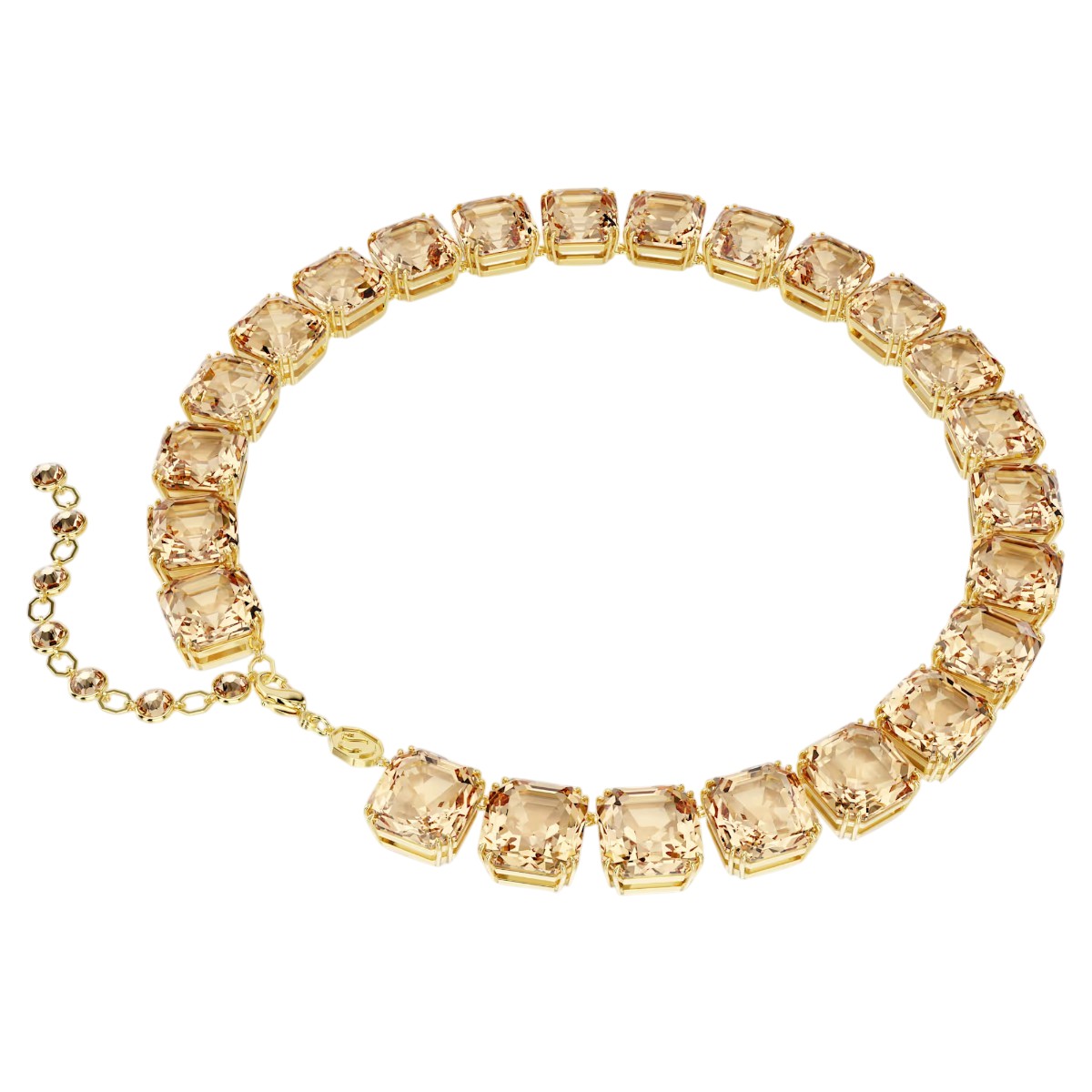 Swarovski Octagon Cut Millenia Necklace, Carmel and 18k Yellow Gold Finish