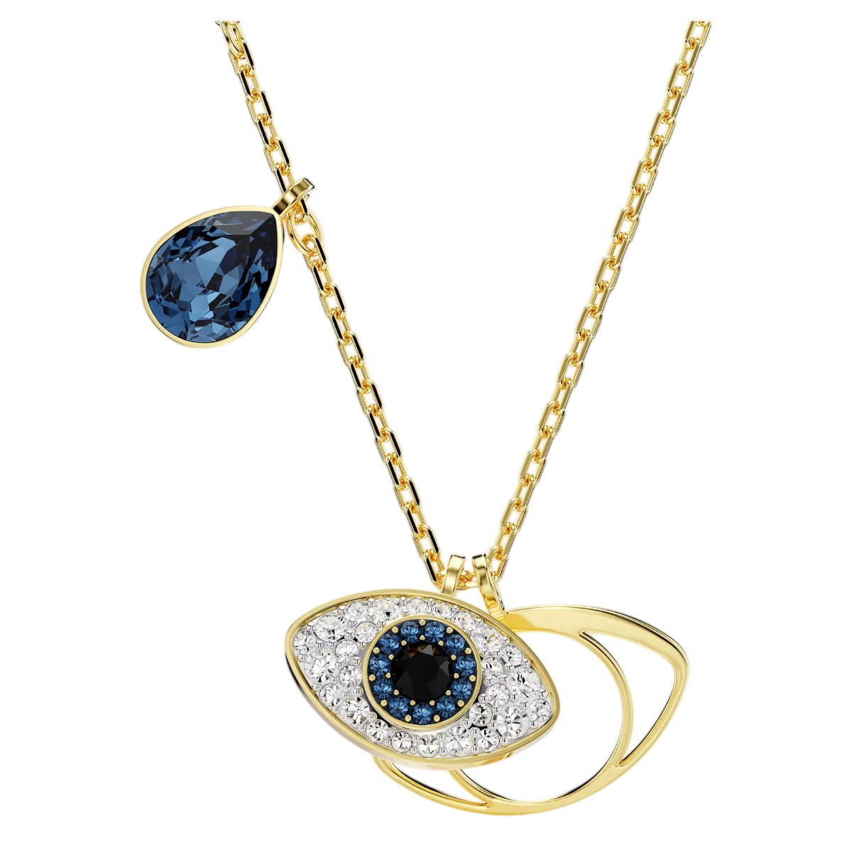 Swarovski Evil Eye Symbolica Pendant Necklace, Blue and 18k Yellow Gold Finish