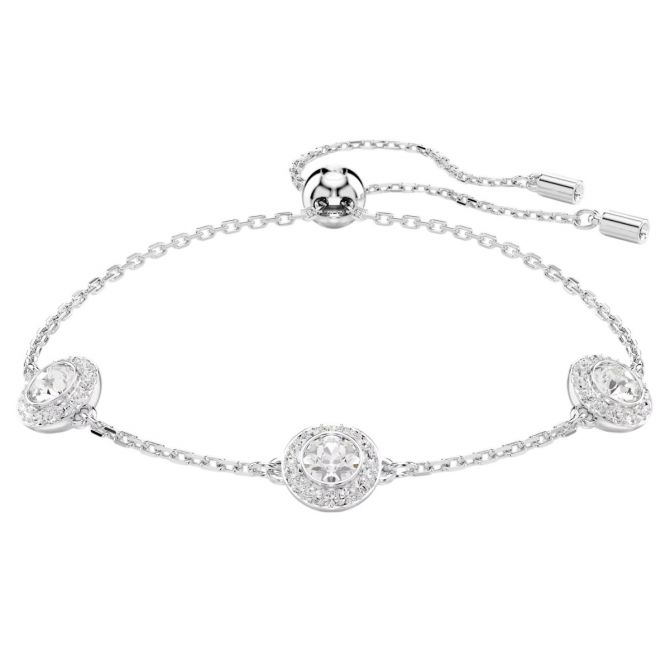 Swarovski Round Cut Double Sided Motifs Una Angelic Bracelet, White and Rhodium Plated