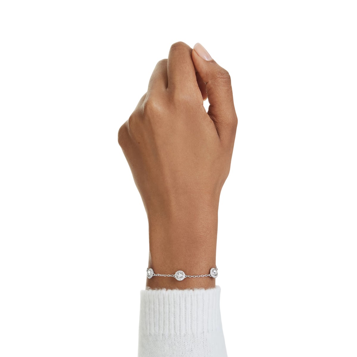 Swarovski Round Cut Double Sided Motifs Una Angelic Bracelet, White and Rhodium Plated