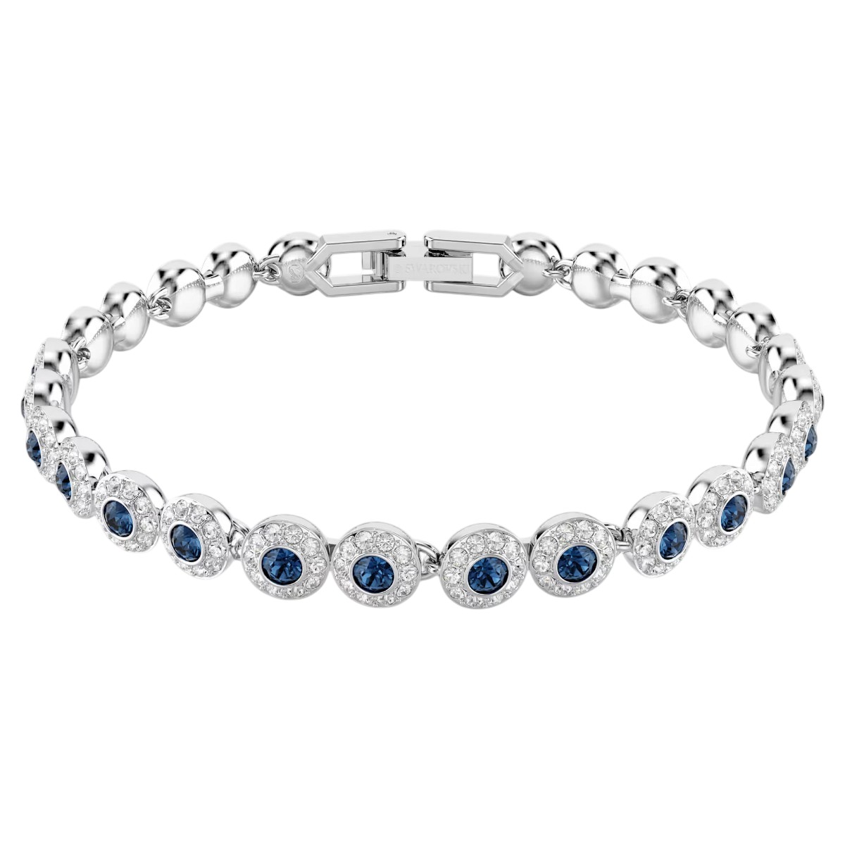 Swarovski Una Angelic Round Cut Bracelet, Blue Rhodium Plated