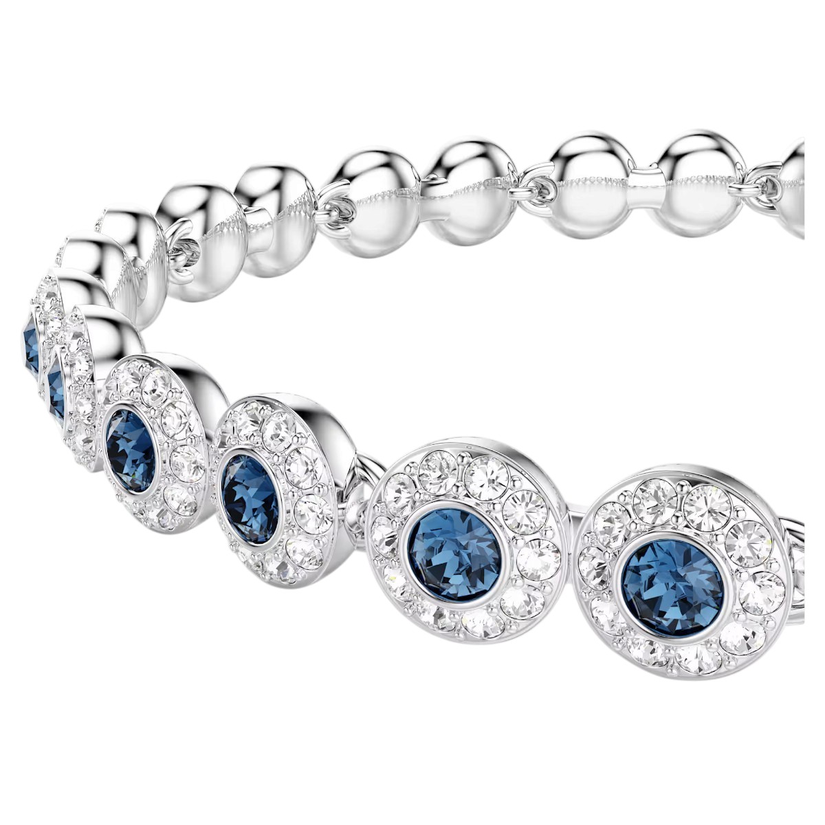 Swarovski Una Angelic Round Cut Bracelet, Blue Rhodium Plated