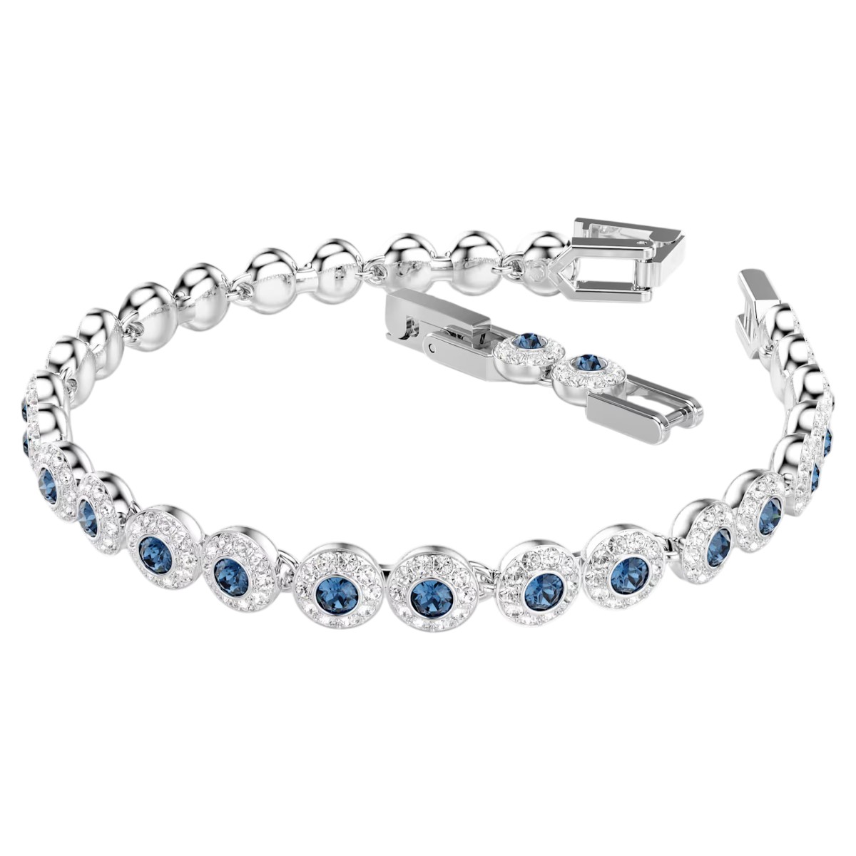 Swarovski Una Angelic Round Cut Bracelet, Blue Rhodium Plated