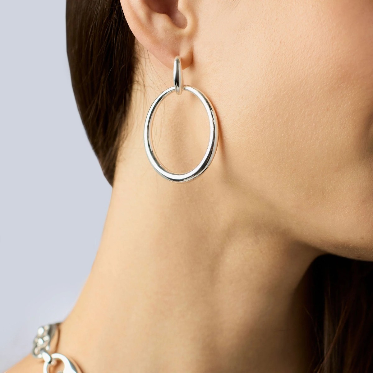 Julie Vos Laguna Doorknocker Earrings, Silver