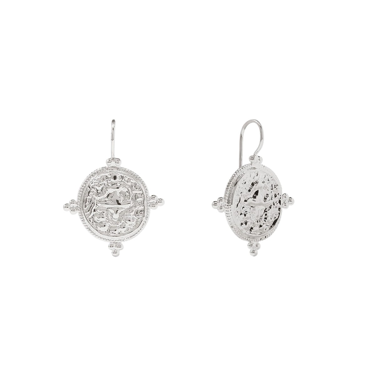 Julie Vos Quatro Coin Earrings, Silver