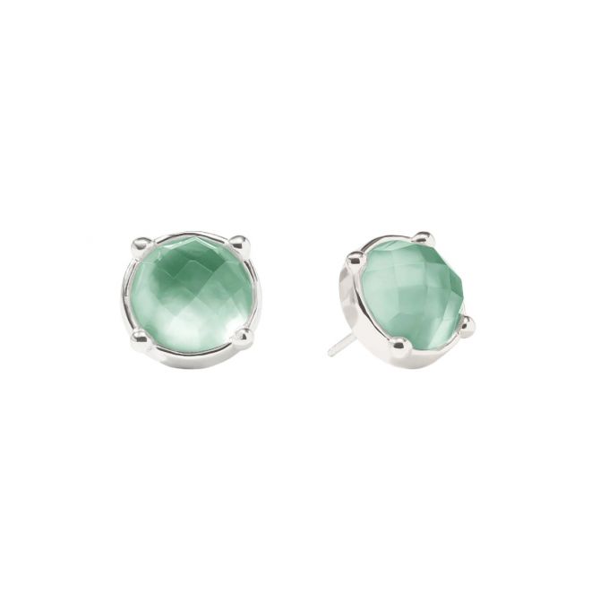 Julie Vos Honey Stud Earrings, Iridescent Aquamarine Blue and Silver