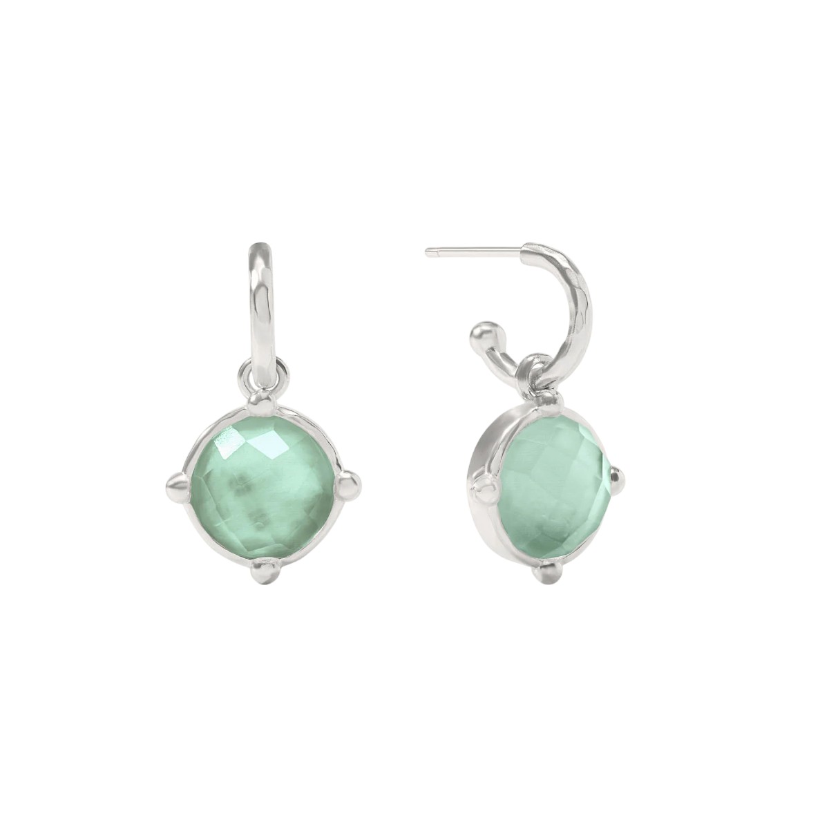 Julie Vos Honeybee Hoop and Charm Earrings, Iridescent Aquamarine Blue