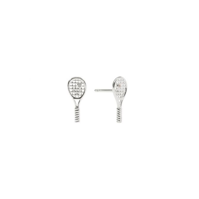 Julie Vos Tennis Racquet Stud Earrings, Silver